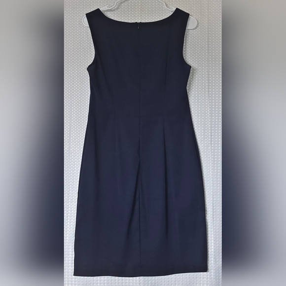 Chic Navy White Sheath Dress Small Work Office Career Bodycon Geometric - Picture 4 of 9